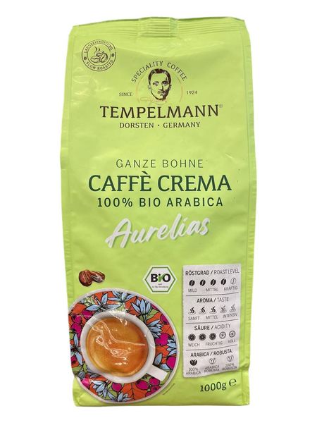 Кофе TEMPELMANN BIO ARABICA (зерно 1000гр) 1105 фото