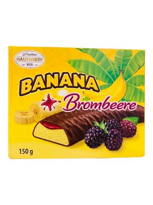Бананове суфле з ожиною в шоколаді (Hauswirth Banana Plus Brombeere-150 г) 1409 фото