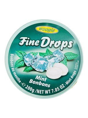 Льодяники зі смаком м'яти Woogie Fine Drops Mint Bonbons 1600 фото